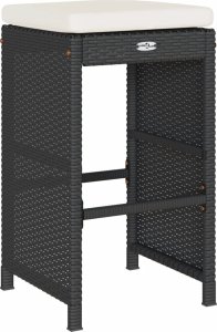 vidaXL Ogrodowe stołki barowe z poduszkami, 2 szt., czarne, polirattan 6