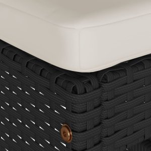 vidaXL Ogrodowe stołki barowe z poduszkami, 2 szt., czarne, polirattan 7