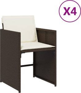 vidaXL Krzesła ogrodowe z poduszkami, 4 szt., brązowe, polirattan 2