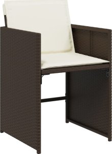 vidaXL Krzesła ogrodowe z poduszkami, 4 szt., brązowe, polirattan 4