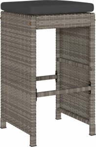 vidaXL Ogrodowe stołki barowe z poduszkami, 4 szt., szare, polirattan 3