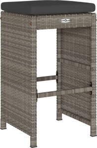 vidaXL Ogrodowe stołki barowe z poduszkami, 4 szt., szare, polirattan 6