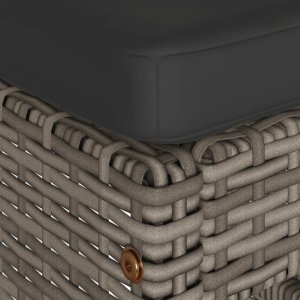 vidaXL Ogrodowe stołki barowe z poduszkami, 4 szt., szare, polirattan 7