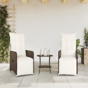 vidaXL Rozkładane fotele ogrodowe ze stolikiem, 2 szt., brązowe 3
