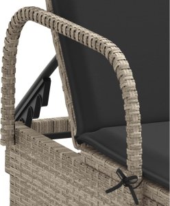 vidaXL Leżaki z poduszkami, 2 szt., jasnoszare, polirattan 8