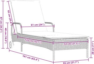 vidaXL Leżaki z poduszkami, 2 szt., jasnoszare, polirattan 10