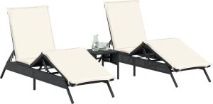 vidaXL Leżaki z poduszkami, 2 szt., czarne, polirattan 3