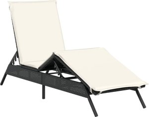 vidaXL Leżaki z poduszkami, 2 szt., czarne, polirattan 4