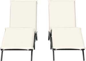 vidaXL Leżaki z poduszkami, 2 szt., czarne, polirattan 5