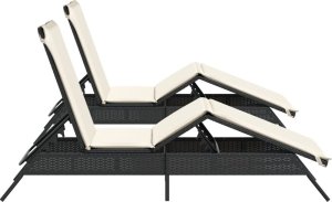 vidaXL Leżaki z poduszkami, 2 szt., czarne, polirattan 6