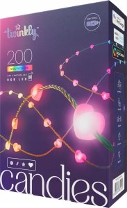 Lampki choinkowe Twinkly Twinkly Candies – 200 Lampki w kształcie serc RGB LEDs, zielony przewód, USB-C 1