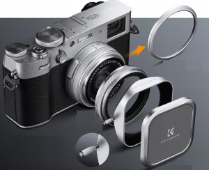 Osłona na obiektyw Kf Osłona Przeciwsłoneczna + Dekielek K&f Do Fuji Fujifilm X100 X100s X100vi / Kf03.103 4