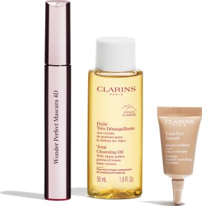 Clarins CLARINS SET (WONDER PERFECT 4D MASCARA 01 PERFECT BLACK  8ML + TOTAL CLEANSING OIL 50ML + TOTAL EYE SMOOTH SAMPLE 3ML) 2