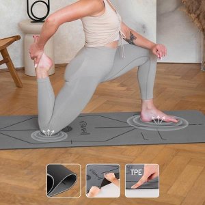 HMS Zestaw do jogi Mata TPE YM10 + Kostka KJ02 + Pasek SJ01 Gray 5