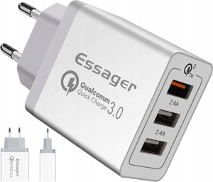 Ładowarka Essager Ładowarka sieciowa, Essager, ECTQC3-FBB02,  3xUSB, 30W (biała) 1