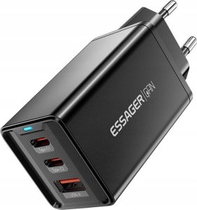 Ładowarka Essager Ładowarka sieciowa, Essager, ECTAC-KSB01-Z, GaN, 2xUSB-C, USB-A, 67W (czarna) 1