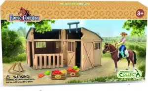 Figurka Collecta COLLECTA JEŹDZIEC, AKCESORIA, KOŃ I STAJNIA W OPAKOWANIU 1