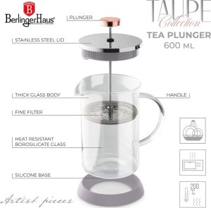 Berlinger Haus ZAPARZACZ TŁOKOWY DO KAWY HERBATY 600ml BERLINGER HAUS BH-8588 TAUPE 5