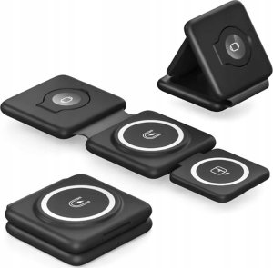 Ładowarka . ECOBOX ŁADOWARKA MAGSAFE BEZPRZEWODOWA CZARNY 3w1 15W 2