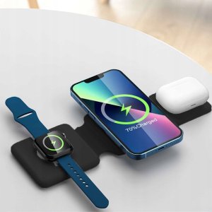 Ładowarka . ECOBOX ŁADOWARKA MAGSAFE BEZPRZEWODOWA CZARNY 3w1 15W 3