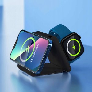 Ładowarka . ECOBOX ŁADOWARKA MAGSAFE BEZPRZEWODOWA CZARNY 3w1 15W 6