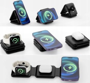 Ładowarka . ECOBOX ŁADOWARKA MAGSAFE BEZPRZEWODOWA CZARNY 3w1 15W 7