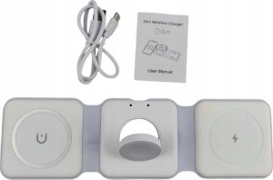 Ładowarka . ECOBOX ŁADOWARKA MAGSAFE BEZPRZEWODOWA BIAŁY 3w1 15W 1