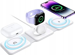 Ładowarka . ECOBOX ŁADOWARKA MAGSAFE BEZPRZEWODOWA BIAŁY 3w1 15W 4
