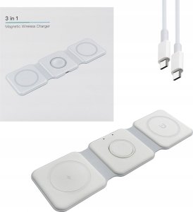 Ładowarka . ECOBOX ŁADOWARKA MAGSAFE BEZPRZEWODOWA BIAŁY 3w1 15W 5