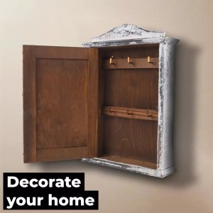 Snowsport Biała skrzynka na klucze Wandbox z 6 haczykami, malowana w stylu retro vintage loft, industrialnym 4