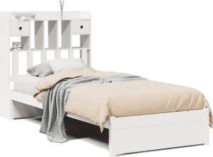 vidaXL Łóżko z regałem, bez materaca, białe, 75x190 cm, sosnowe 2