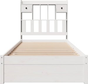 vidaXL Łóżko z regałem, bez materaca, białe, 75x190 cm, sosnowe 4