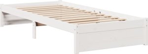 vidaXL Łóżko z regałem, bez materaca, białe, 75x190 cm, sosnowe 5