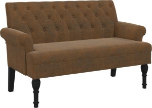 vidaXL Ławka z oparciem, brązowa, 120x62x75,5 cm, sztuczny zamsz 2