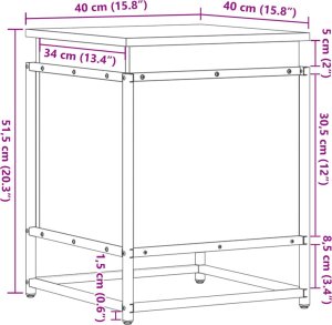 vidaXL Skrzynia z pokrywą, przydymiony dąb, 40x40x51,5 cm 10