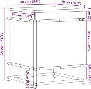 vidaXL Skrzynia z pokrywą, szary dąb sonoma, 40x40x51,5 cm 10