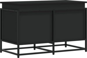 vidaXL Skrzynia z pokrywą, czarna, 80x40x51,5 cm 2