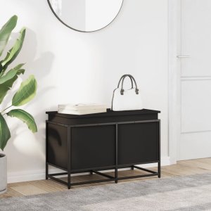 vidaXL Skrzynia z pokrywą, czarna, 80x40x51,5 cm 3