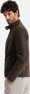 Kurtka męska Ombre Męska kurtka biker w stylu retro ze stójką  brązowa V1 OM-JAFL-0197 XL 3
