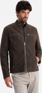 Kurtka męska Ombre Męska kurtka biker w stylu retro ze stójką  brązowa V1 OM-JAFL-0197 XL 4