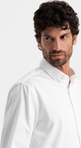 Ombre Klasyczna męska koszula SLIM FIT z tkaniny satynowej  biała V1 OM-SHOS-0176 XXL 2