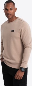 Ombre Nierozpinana męska bluza dresowa z metalowym pinem  beżowa V1 OM-SSNZ-0136 S 1