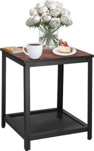 Springos Stolik kawowy, kwadratowy z półką 45x45x55 cm loft czarno-brązowy UNIWERSALNY 1