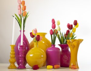 San Miguel Wazon szklany 32 cm żółty San Miguel recykling 8