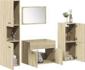 vidaXL vidaXL 4-częściowy zestaw mebli łazienkowych, kolor dąb sonoma 1