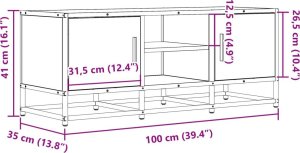 vidaXL vidaXL Szafka pod TV, czarna, 100x35x41 cm, materiał drewnopochodny 10