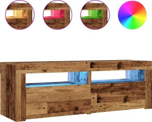 vidaXL Szafka pod TV z oświetleniem LED, stare drewno, 120x35x40 cm 2