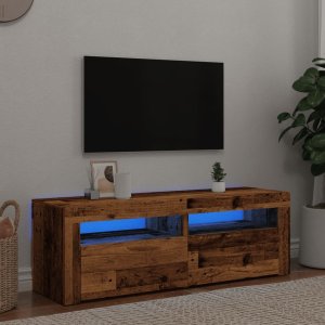 vidaXL Szafka pod TV z oświetleniem LED, stare drewno, 120x35x40 cm 4