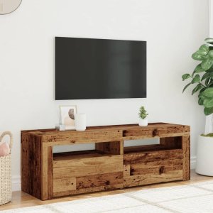 vidaXL Szafka pod TV z oświetleniem LED, stare drewno, 120x35x40 cm 5
