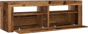 vidaXL Szafka pod TV z oświetleniem LED, stare drewno, 120x35x40 cm 10